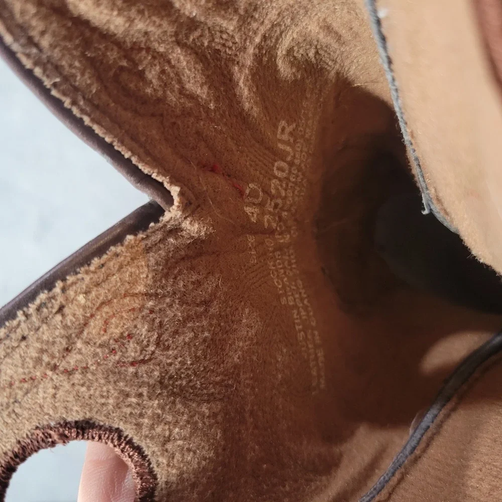 Justin Cowboy‎ Boots Kids 4D Brown Blue 2520JR Square Toe Western Leather Rodeo